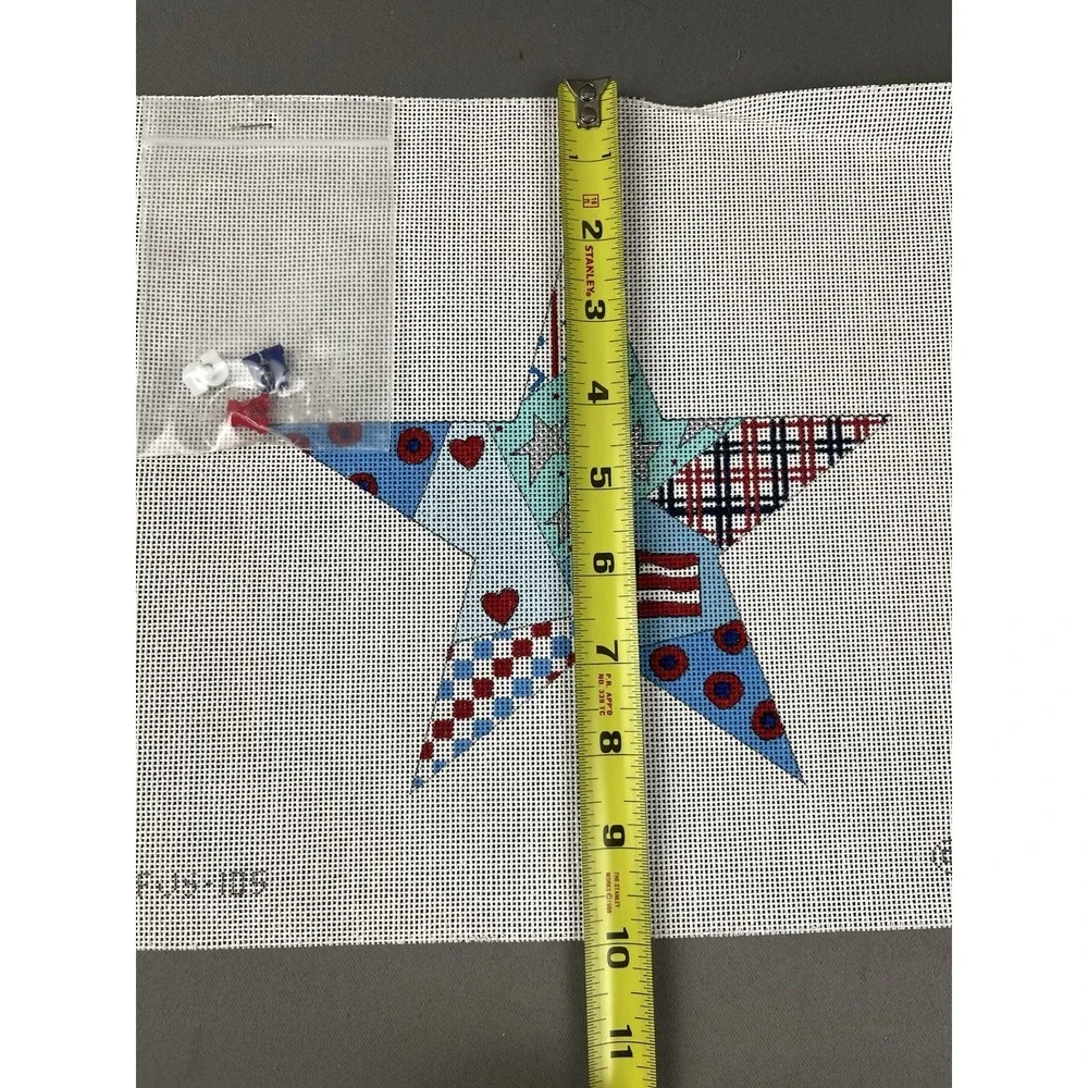 Renaissance Designs Handpainted Needlepoint Canvas USA Star Flag 4th of July‎